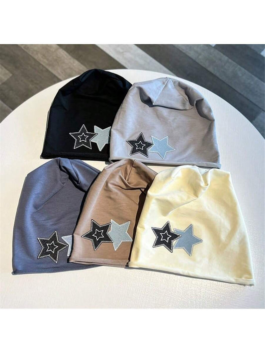 1 Pc Unisex Hip Hop Street Two-Color Star Embroidered Hat With Elegant Five-Pointed Star Head Around Pile Hat