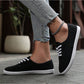 Women Canvas Sports Shoes-Couple Shoes, Breathable Round Toe Lace-Up Casual Shoes, Spring, Summer, Autumn Solid Color Fashion Sneakers. Available In White, Black, Blue, Pink, Black