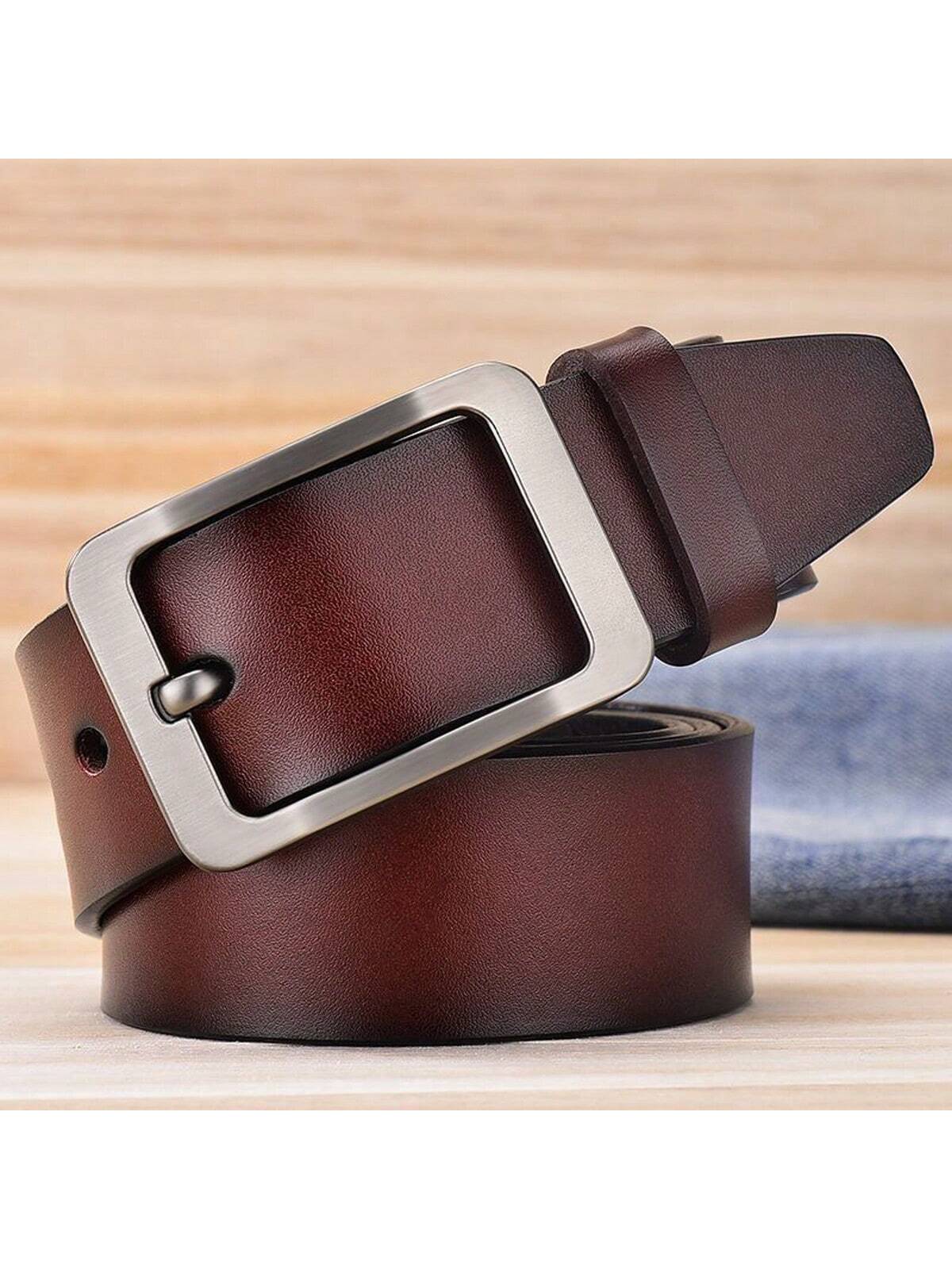 A High-Quality Leather Buckle Belt For Men, Business Leather Belt For Men, Casual And Simple Men's Retro Jeans Belt