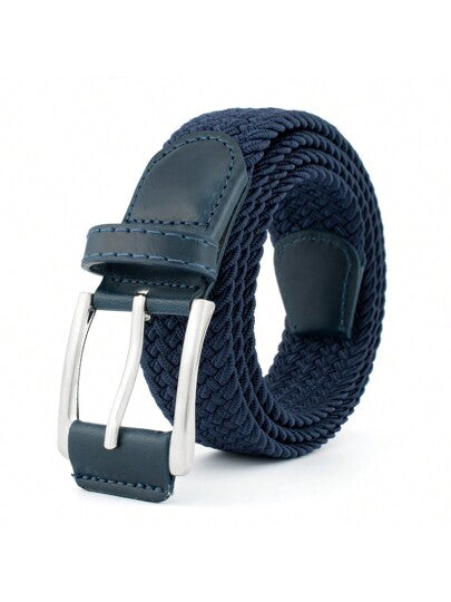 1pc Men's Stretch Woven Belt, Multiple Colors Available, Hole-Free Elasticity Belt, Fashionable Casual Golf Belt For Daily Wear