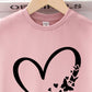 Young Girl 2pcs/Set Casual Heart Pattern Pink Short Sleeve T-Shirt And Long Pants, Summer