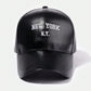 1pc Unisex Minimalist Leather New York N.Y. Embroidery Baseball Cap, Suitable For Outdoor Leisure And Vacation