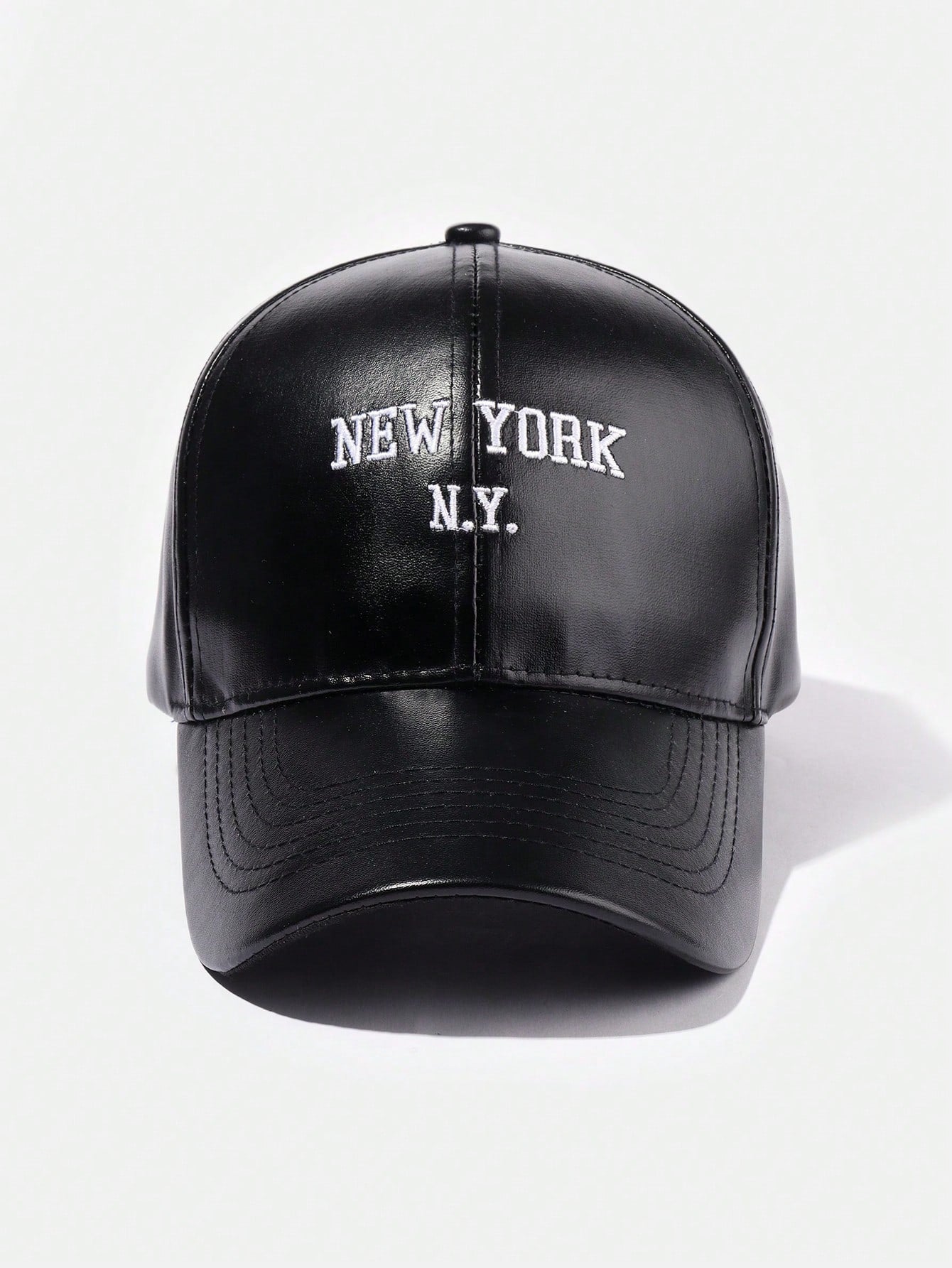 1pc Unisex Minimalist Leather New York N.Y. Embroidery Baseball Cap, Suitable For Outdoor Leisure And Vacation