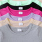 Young Girl Summer Solid Color Round Neck Short Sleeve T-Shirt, 7 Pcs, Casual