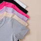 Young Girl Summer Solid Color Round Neck Short Sleeve T-Shirt, 7 Pcs, Casual