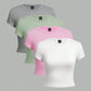 EZwear 4pcs Set Women Crew Neck Short Sleeve Fitted T-Shirts, Suitable For Summer