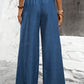 VCAY Solid Color Straight Leg High-Waisted Casual Pants Ideal For Vacation And Leisure