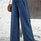 VCAY Solid Color Straight Leg High-Waisted Casual Pants Ideal For Vacation And Leisure