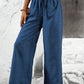 VCAY Solid Color Straight Leg High-Waisted Casual Pants Ideal For Vacation And Leisure