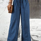 VCAY Solid Color Straight Leg High-Waisted Casual Pants Ideal For Vacation And Leisure