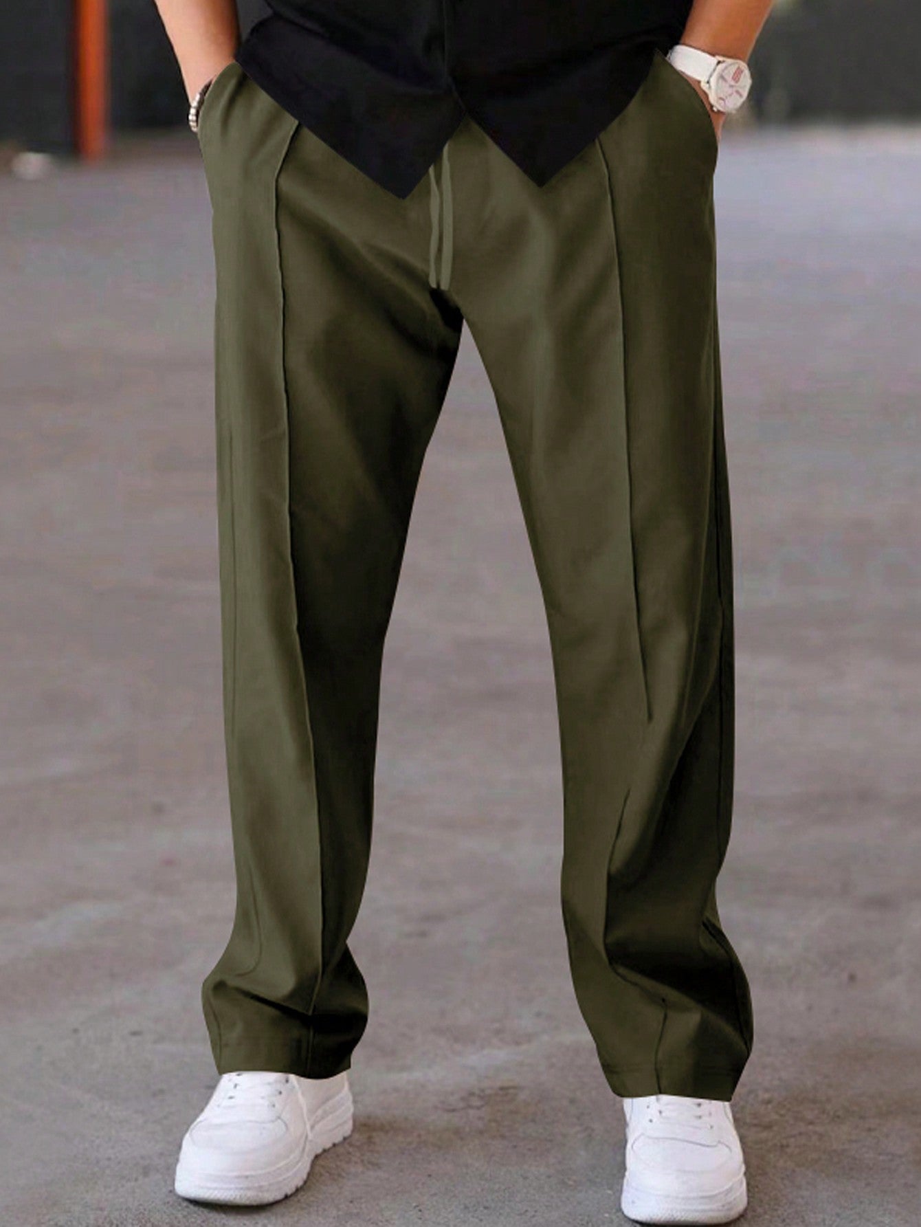 Men's Solid Color Casual Sweatpants With Pockets And Drawstring