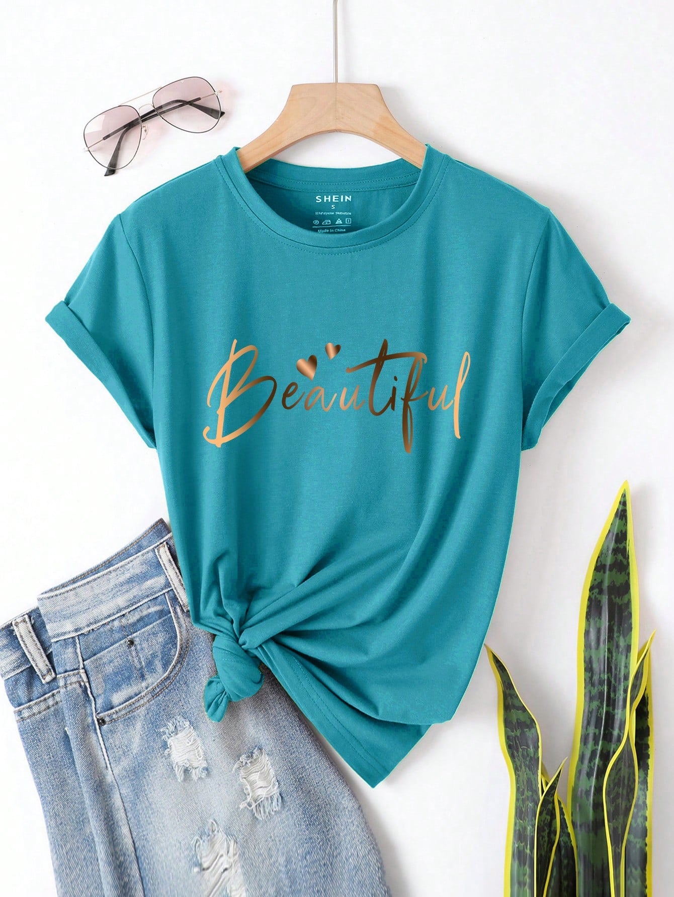 INAWLY EZwear Women's Letter Print Short Sleeve T-Shirt, Graphic Women Tee Graphic Tees Women Tops