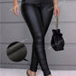 Apperloth A High Waist Thermal Lined PU Leather Skinny Cropped Pants