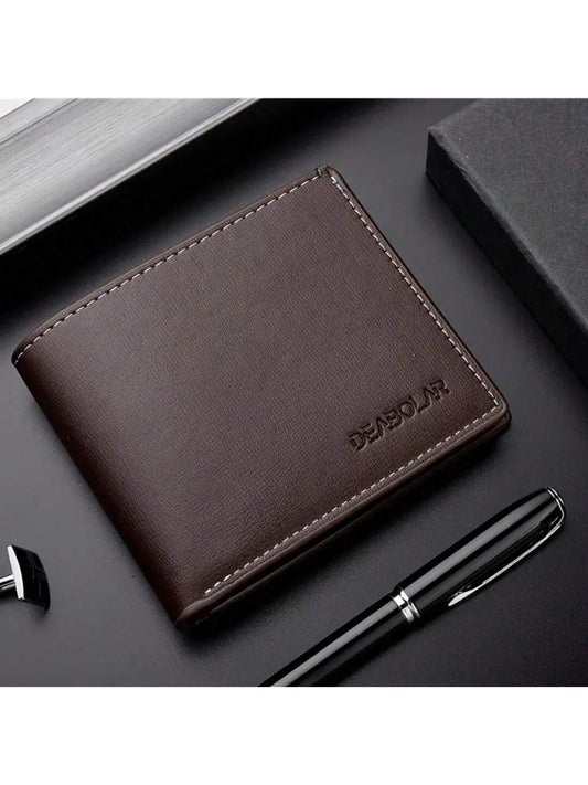 1pc Fashion Men's Soft PU Leather Wallet Casual Short Youth Purse Credit Card Holder Money Clip For Gift