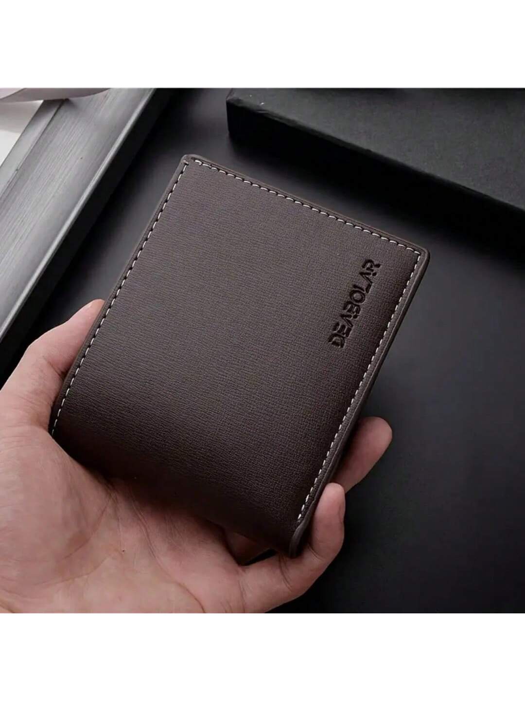 1pc Fashion Men's Soft PU Leather Wallet Casual Short Youth Purse Credit Card Holder Money Clip For Gift