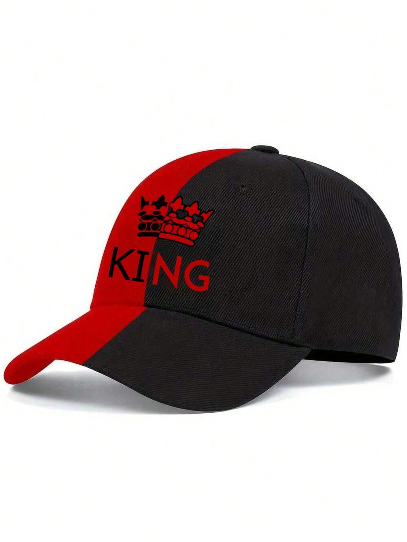 1pc Unisex King Letter Printed Adjustable Baseball Cap, Street Style Sun Hat