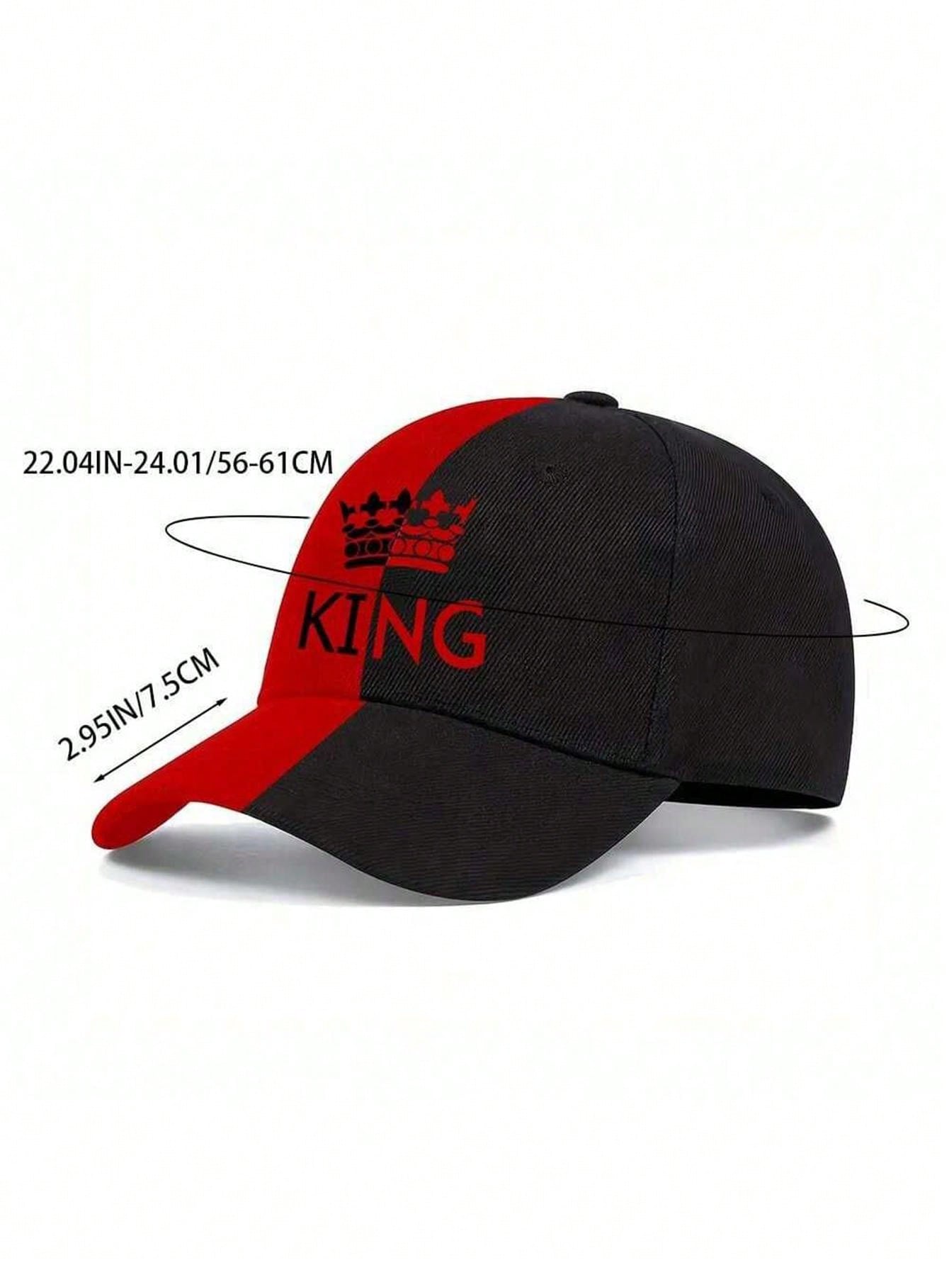 1pc Unisex King Letter Printed Adjustable Baseball Cap, Street Style Sun Hat