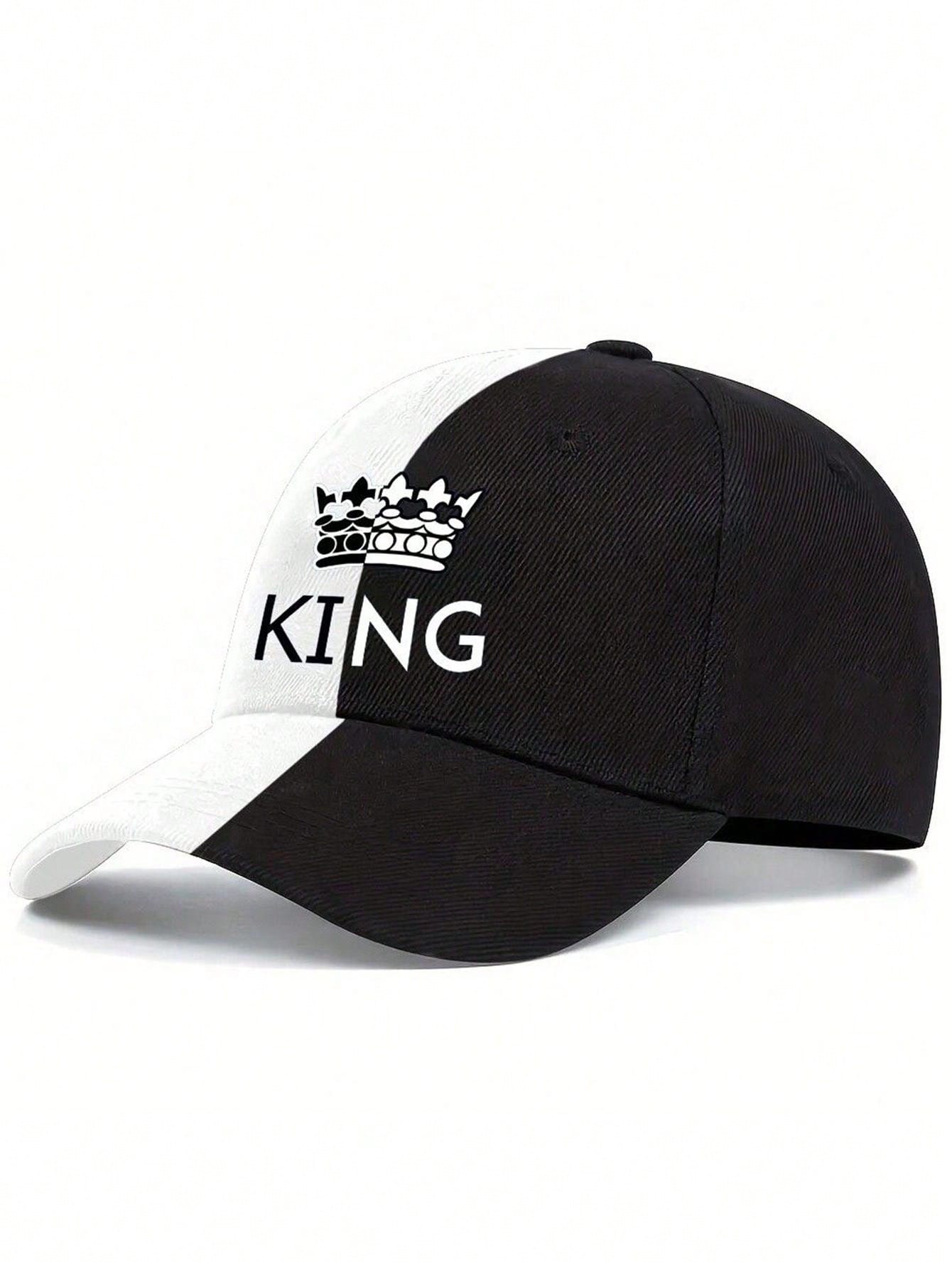 1pc Unisex King Letter Printed Adjustable Baseball Cap, Street Style Sun Hat