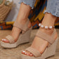 Women's Wedge Heel Platform Sandals, Plus Size, Cross-Border, Espadrille Waterproof Platform, Fashionable Slip-On High Heel Sandals With Chunky Sole