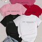 EZwear 5PCS Women's Slogan Letter Printed T-Shirt Short Sleeved Casual Top