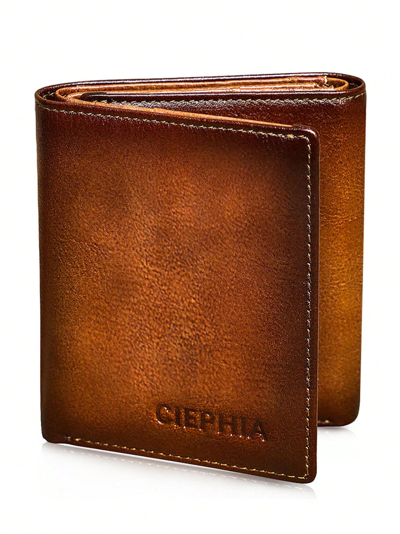 Premium Men Leather Trifold Wallet - Secure ID Window With RFID Blocking -  Genuine Leather, Large Capacity