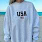 EZwear American Flag Independence Day Casual Simple Print Round Neck Long Sleeve Loose Women's Sweatshirt