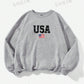 EZwear American Flag Independence Day Casual Simple Print Round Neck Long Sleeve Loose Women's Sweatshirt