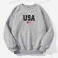 EZwear American Flag Independence Day Casual Simple Print Round Neck Long Sleeve Loose Women's Sweatshirt