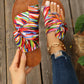 Rainbow Bow Tie Women's Flat Sandals Comfortable Massage Insole Multicolored Beach Sandals