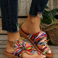 Rainbow Bow Tie Women's Flat Sandals Comfortable Massage Insole Multicolored Beach Sandals