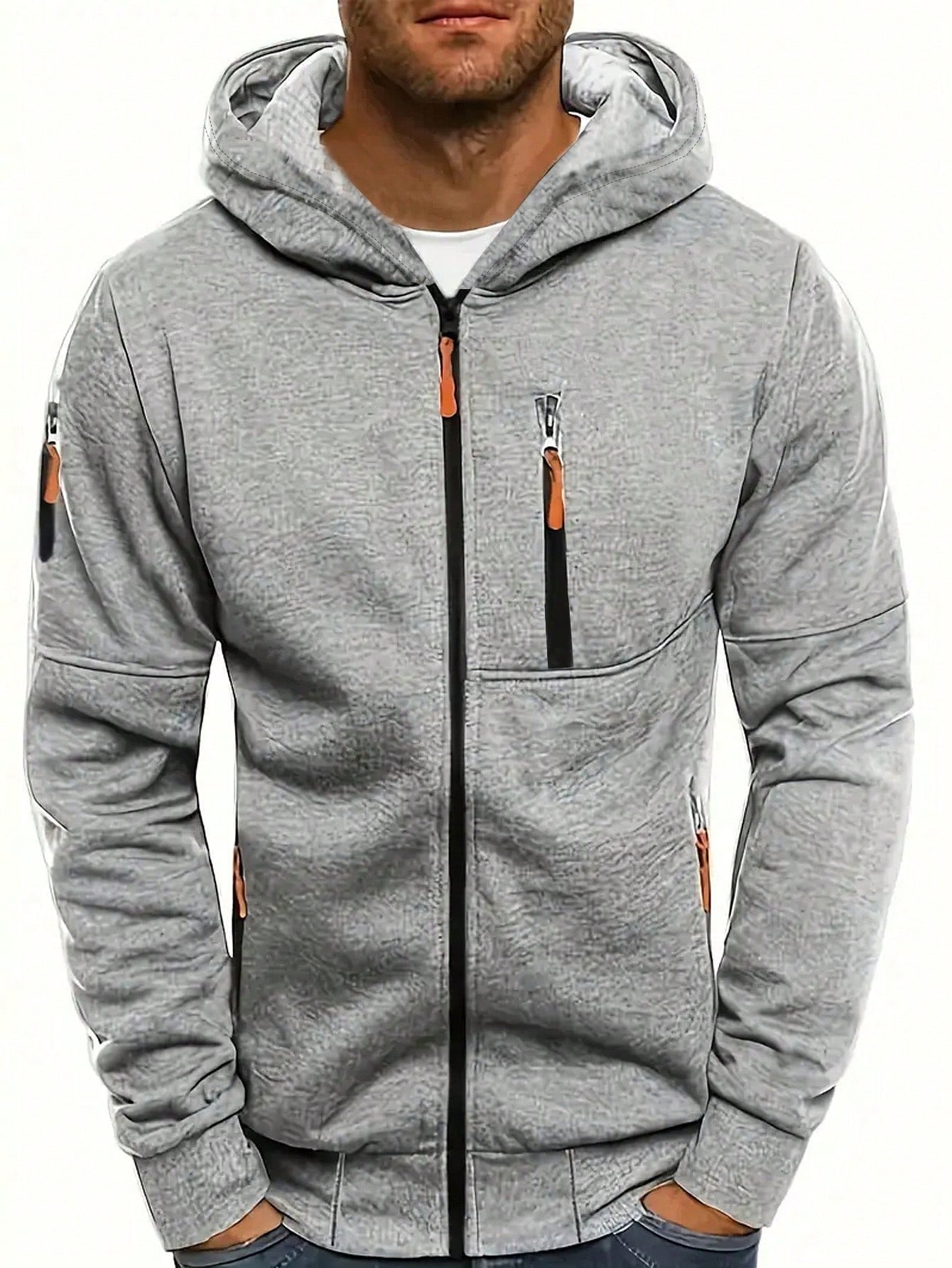 Manfinity RelaxMax Men's Hooded Zip-up Sweatshirt With Front Zipper