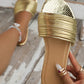 Ladies' Pure-colored Sandals For Party, Gold, Two-tone