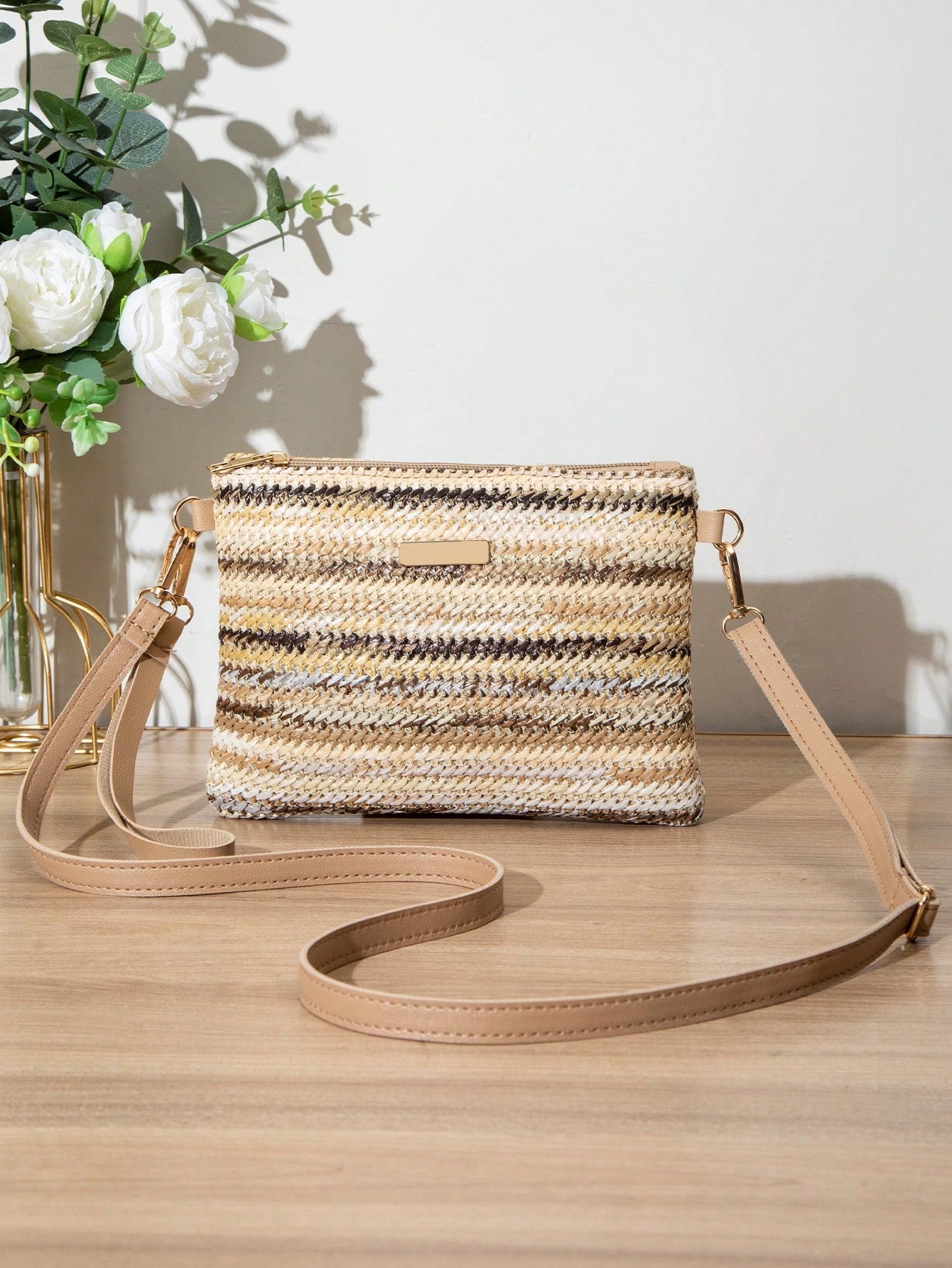 New Spring/Summer Straw Woven Trendy Women's Bag, Wholesale All-Match Crossbody Shoulder Bag, Sweet Small Square Bag