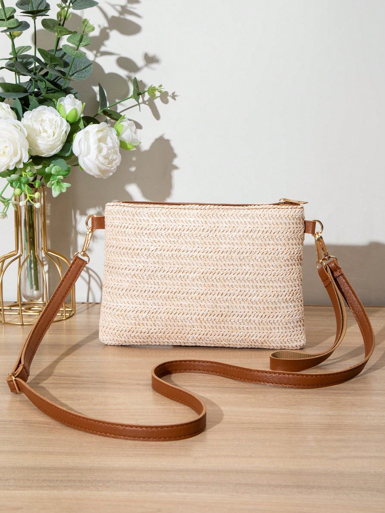 New Spring/Summer Straw Woven Trendy Women's Bag, Wholesale All-Match Crossbody Shoulder Bag, Sweet Small Square Bag