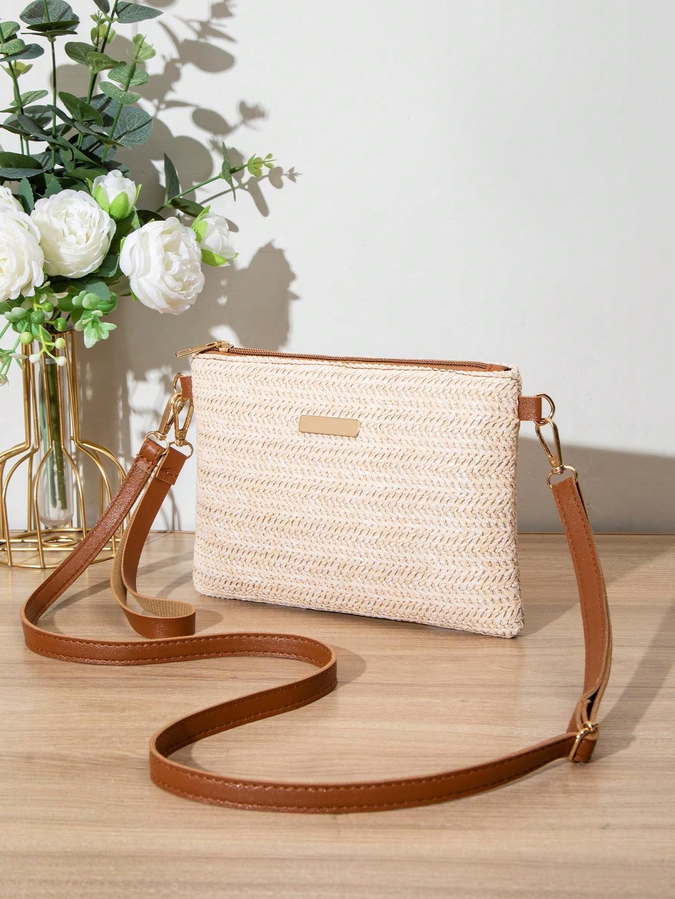 New Spring/Summer Straw Woven Trendy Women's Bag, Wholesale All-Match Crossbody Shoulder Bag, Sweet Small Square Bag