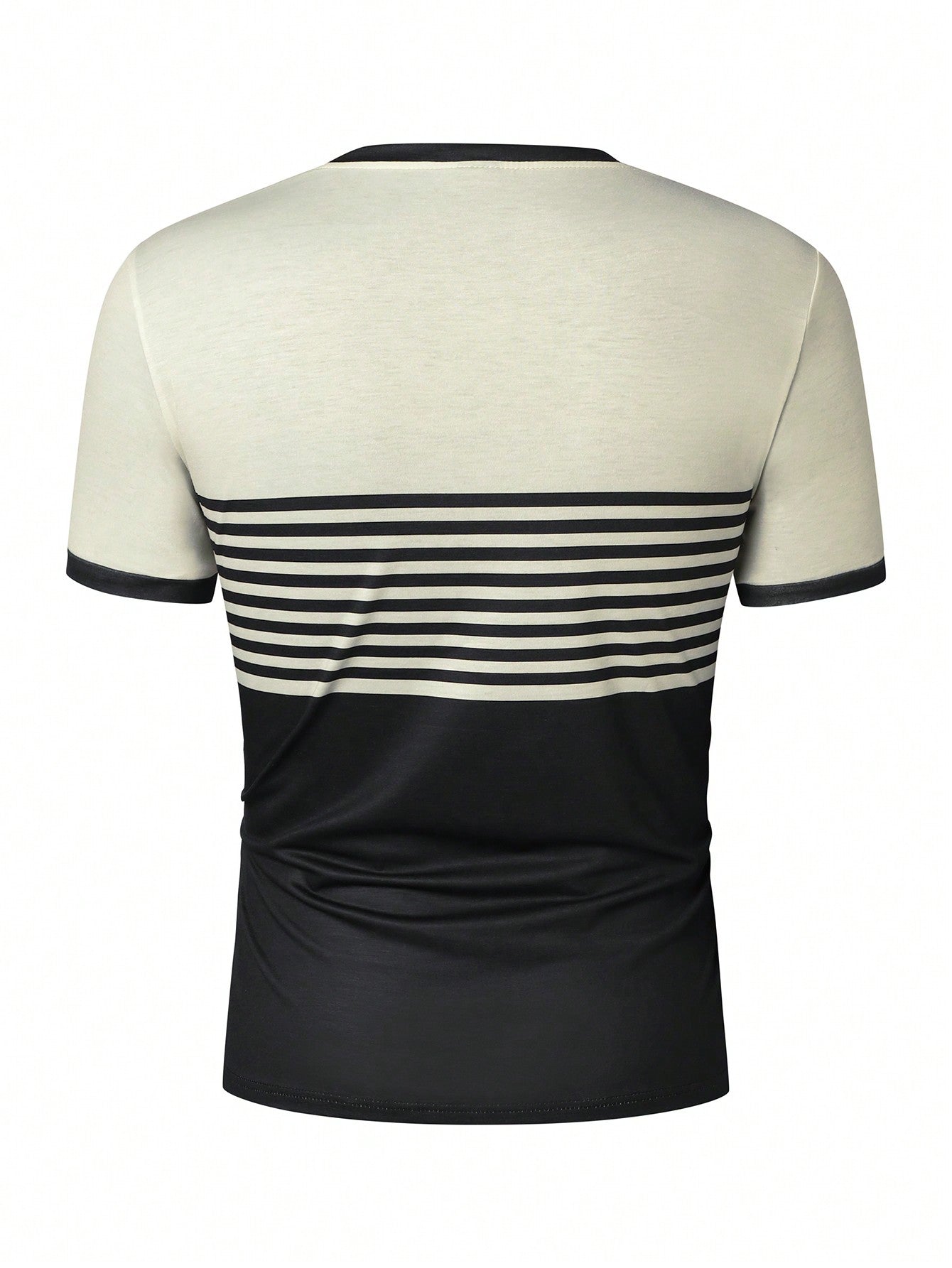 Manfinity Homme Men Fashion Color-Block Striped Short Sleeve T-Shirt, For Going Out, For Friends