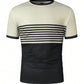 Manfinity Homme Men Fashion Color-Block Striped Short Sleeve T-Shirt, For Going Out, For Friends