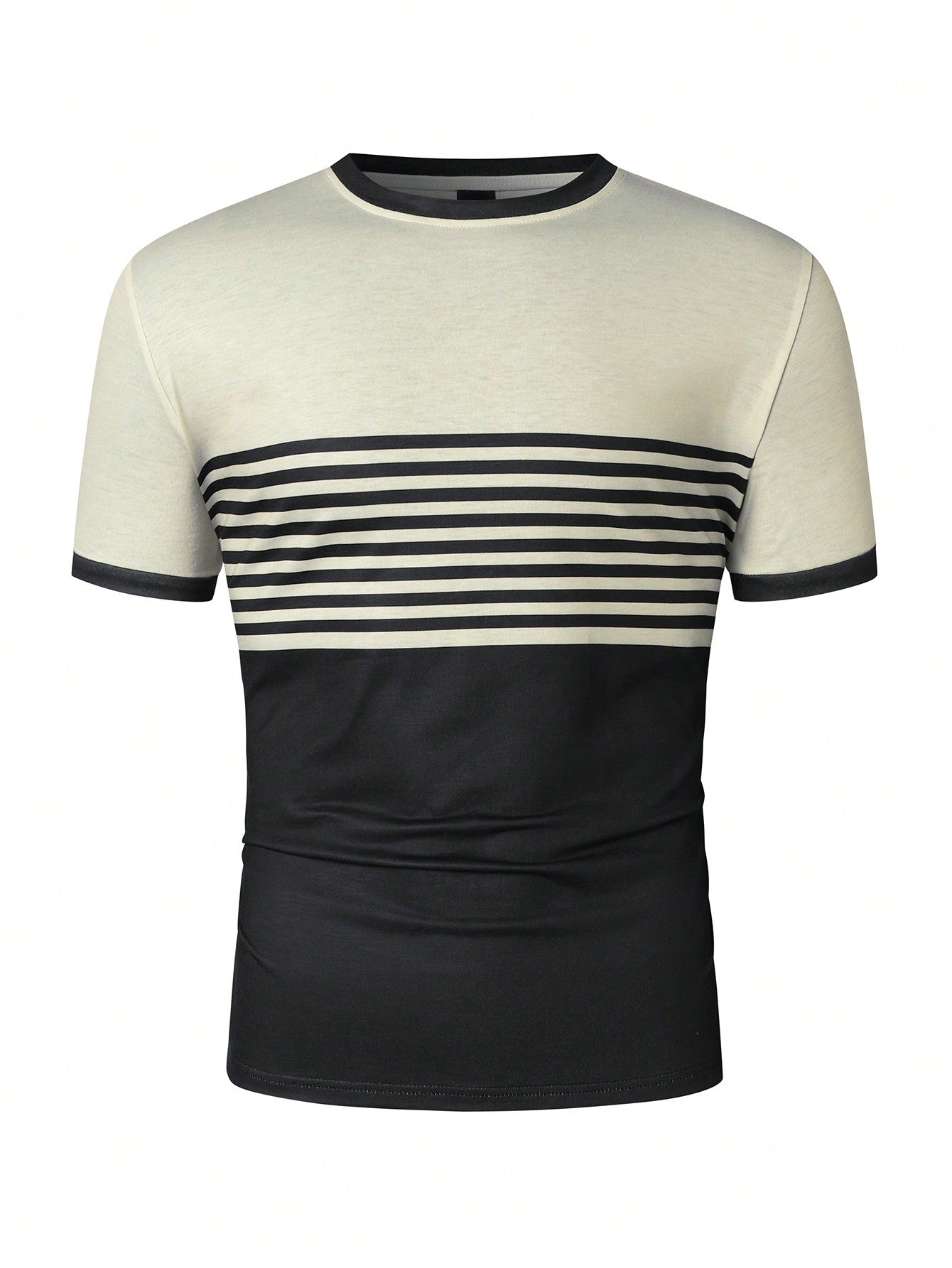 Manfinity Homme Men Fashion Color-Block Striped Short Sleeve T-Shirt, For Going Out, For Friends