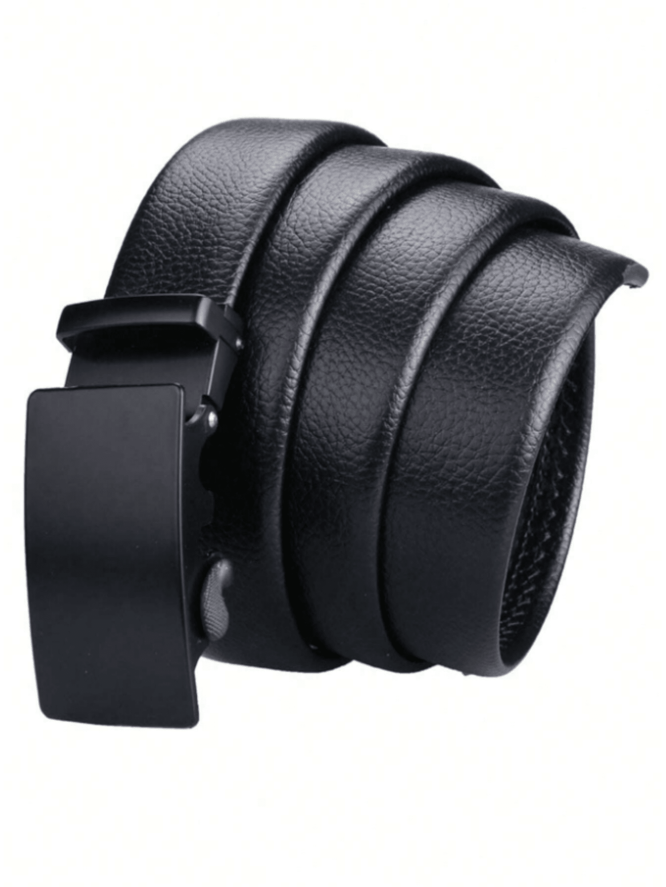 1pc Leather Leather Belt With Square Automatic Buckle For Men