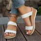 2024 New Arrival Women's White Wedge Sandals, Waterproof Platform Fashionable Slipper For Outdoor Activities, Open Toe Thick Heel Beach Shoes With Ankle Strap, Flat Sole