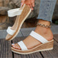 2024 New Arrival Women's White Wedge Sandals, Waterproof Platform Fashionable Slipper For Outdoor Activities, Open Toe Thick Heel Beach Shoes With Ankle Strap, Flat Sole