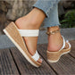 2024 New Arrival Women's White Wedge Sandals, Waterproof Platform Fashionable Slipper For Outdoor Activities, Open Toe Thick Heel Beach Shoes With Ankle Strap, Flat Sole