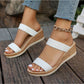 2024 New Arrival Women's White Wedge Sandals, Waterproof Platform Fashionable Slipper For Outdoor Activities, Open Toe Thick Heel Beach Shoes With Ankle Strap, Flat Sole