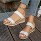 2024 New Arrival Women's White Wedge Sandals, Waterproof Platform Fashionable Slipper For Outdoor Activities, Open Toe Thick Heel Beach Shoes With Ankle Strap, Flat Sole