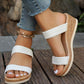 2024 New Arrival Women's White Wedge Sandals, Waterproof Platform Fashionable Slipper For Outdoor Activities, Open Toe Thick Heel Beach Shoes With Ankle Strap, Flat Sole