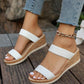 2024 New Arrival Women's White Wedge Sandals, Waterproof Platform Fashionable Slipper For Outdoor Activities, Open Toe Thick Heel Beach Shoes With Ankle Strap, Flat Sole