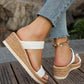 2024 New Arrival Women's White Wedge Sandals, Waterproof Platform Fashionable Slipper For Outdoor Activities, Open Toe Thick Heel Beach Shoes With Ankle Strap, Flat Sole