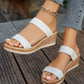 2024 New Arrival Women's White Wedge Sandals, Waterproof Platform Fashionable Slipper For Outdoor Activities, Open Toe Thick Heel Beach Shoes With Ankle Strap, Flat Sole