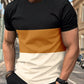 Men's Summer Colorblock T-Shirt, Breathable And Comfortable Casual Sports Fitness Beach Vacation Short Sleeve Tee With Round Neck