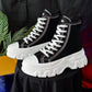 Men's Chunky Sneakers, Casual Canvas High Top Shoes, Athletic Footwear